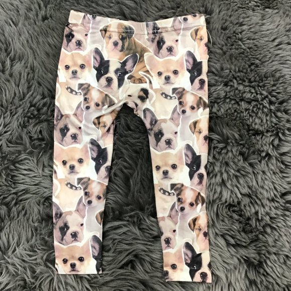 Toughskins  | Girl's Printed Puppies Leggings | White & Brown | Various Sizes - Picture 1 of 3
